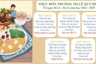 THỰC ĐƠN TUẦN 1 THÁNG 12 NĂM 2024